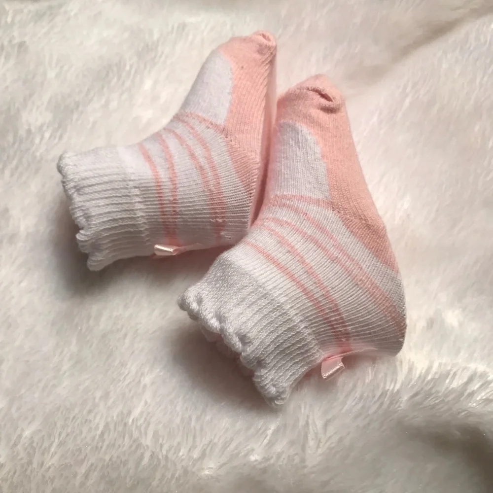 Newborn Baby Pink Bow Sock Booties